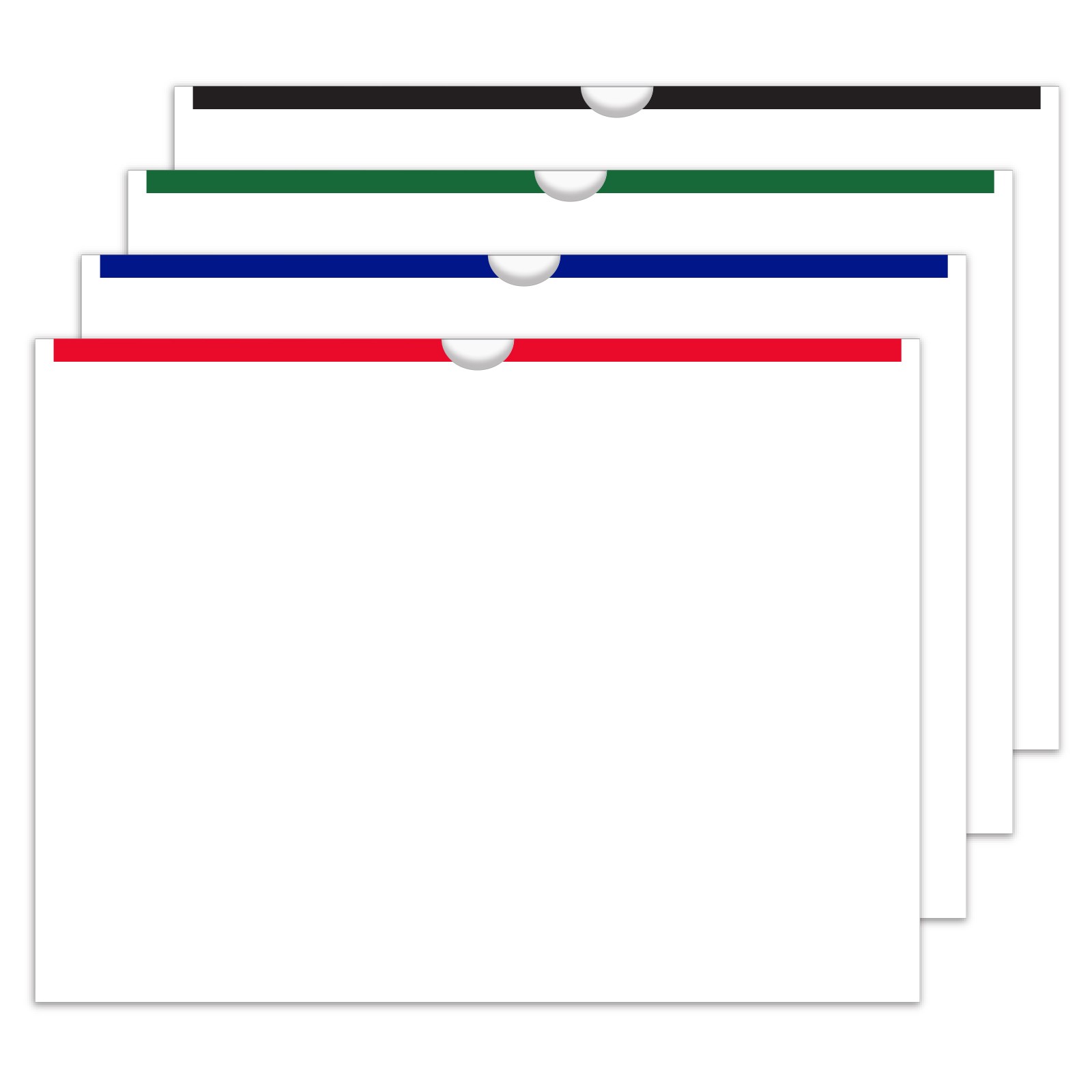 Plain white ColorTop deal jackets with colored tops for dealership file organization