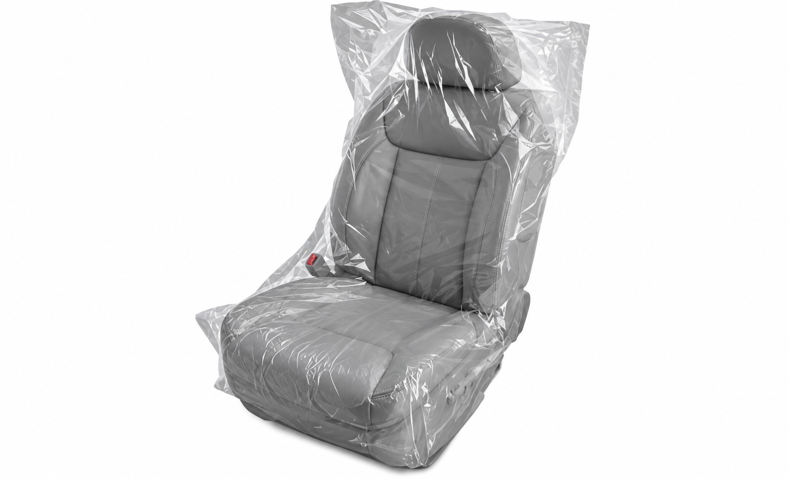 Slip-N-Grip disposable plastic seat cover fitted over a vehicle seat