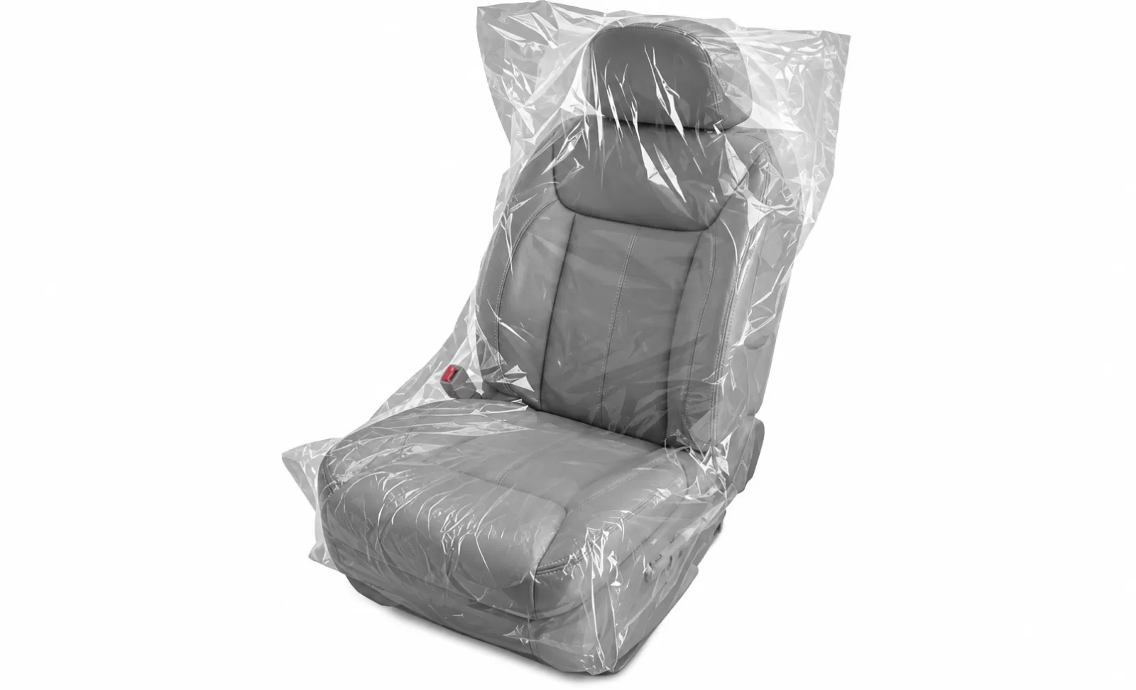 Slip-N-Grip disposable plastic seat cover fitted over a vehicle seat