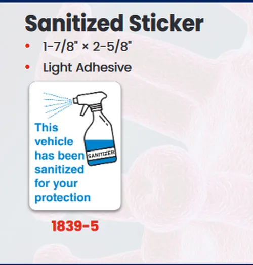 Sanitized Vehicle Sticker - Roll of 500 - #1839-5