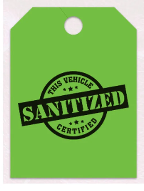 Sanitized Vehicle Mirror Hang Tags - Green - #7516