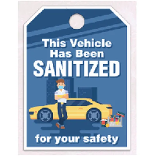 Sanitized Vehicle Mirror Hang Tags - Blue - #7517-W