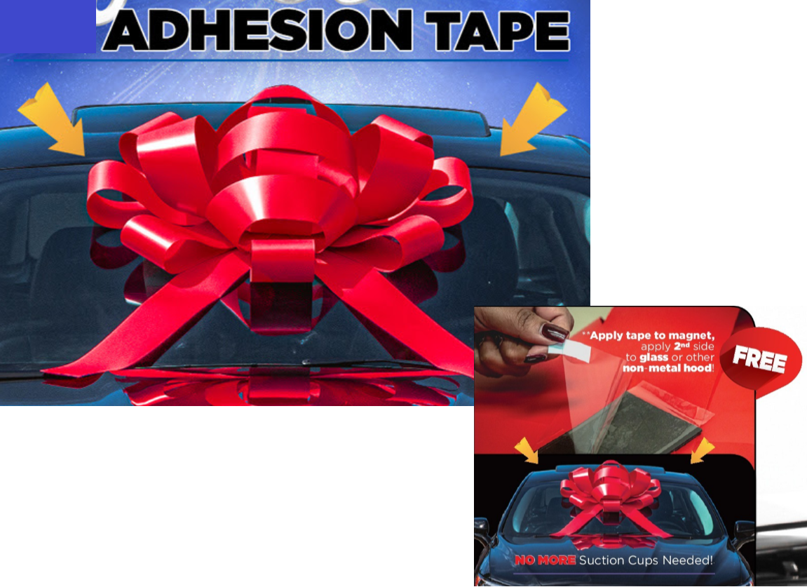 30-inch red Jum-Bow supplied with adhesive mounting tape