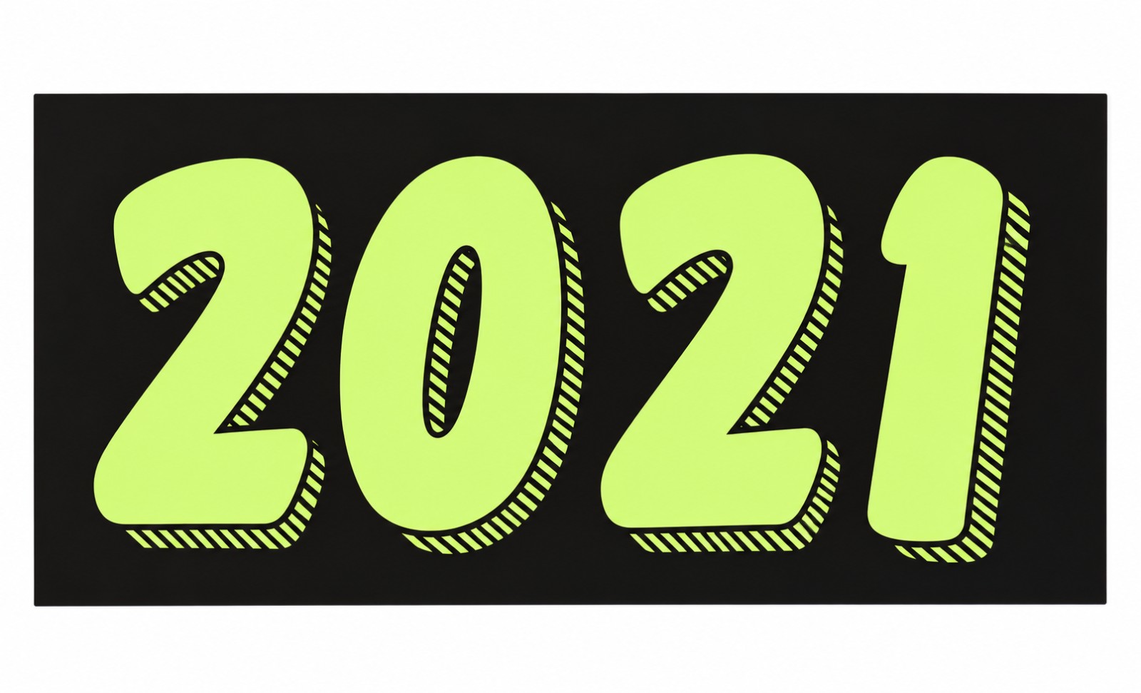 Fluorescent chartreuse four-digit model-year sticker showing 2021 on black