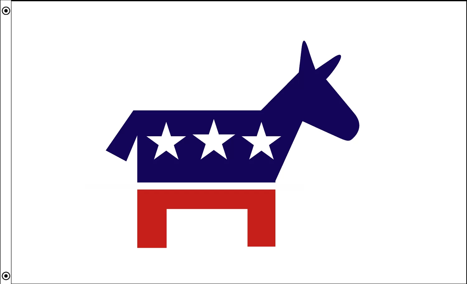 Rectangular 3x5 Democratic Party flag, style 35-359, with two hanging grommets