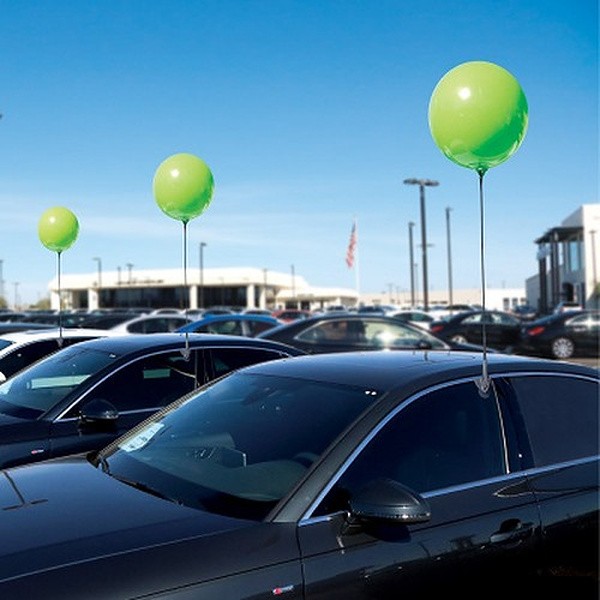 BalloonBobber adjustable car window balloon kit shown in multiple colors
