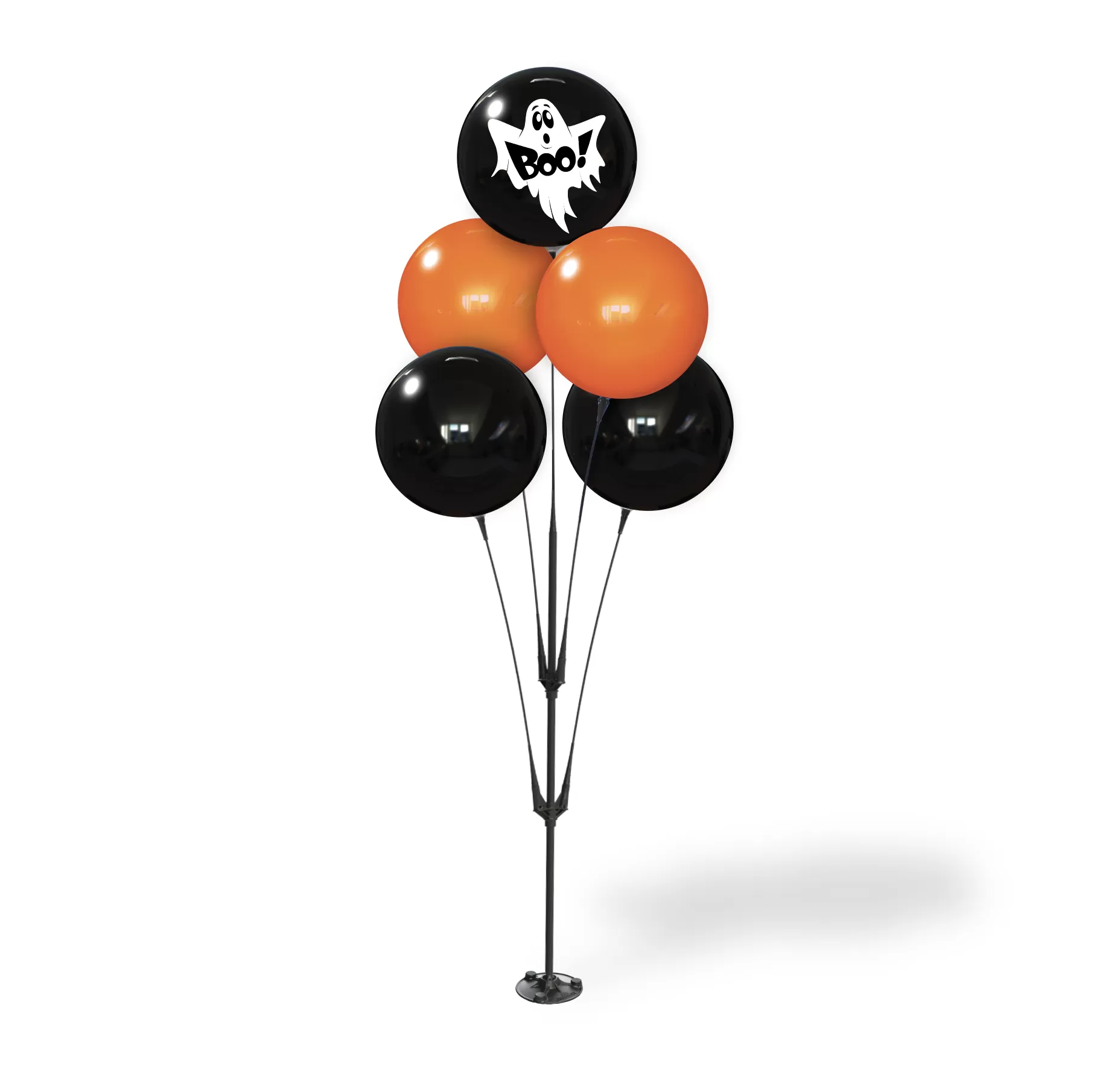 Halloween BalloonBobber cluster with a ghost-print balloon, two orange balloons and two black balloons
