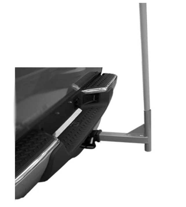 Trailer hitch flagpole holder with horizontal receiver tube and upright pole sleeve