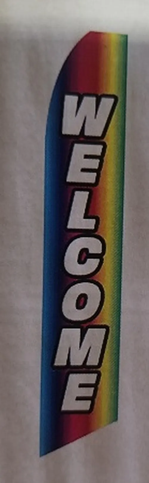 Welcome Rainbow Swooper Feather Flag-nsf-2411