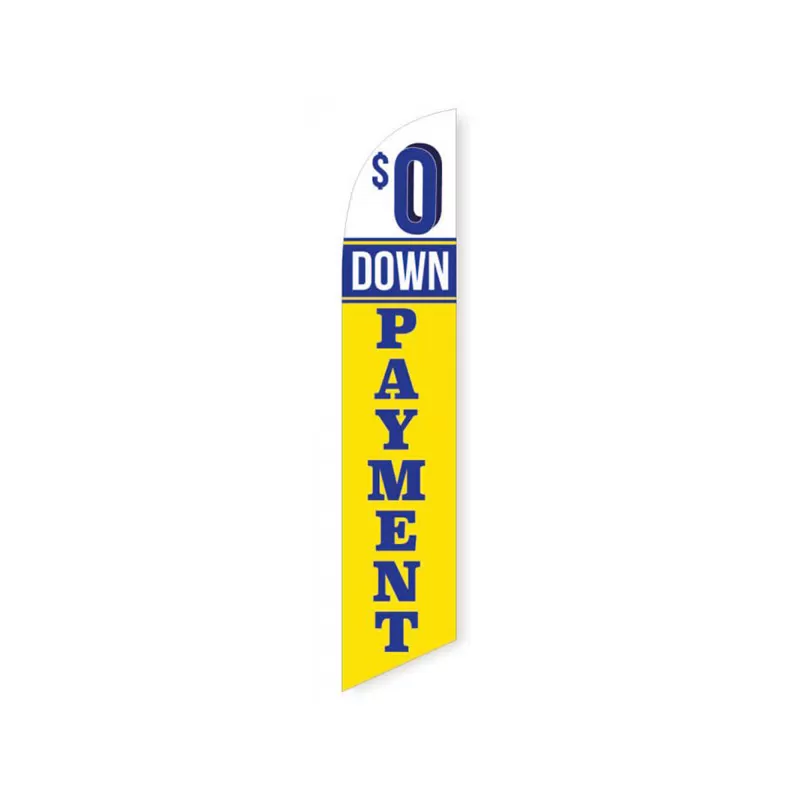 Blue and yellow zero Down Payment feather flag, SF2380