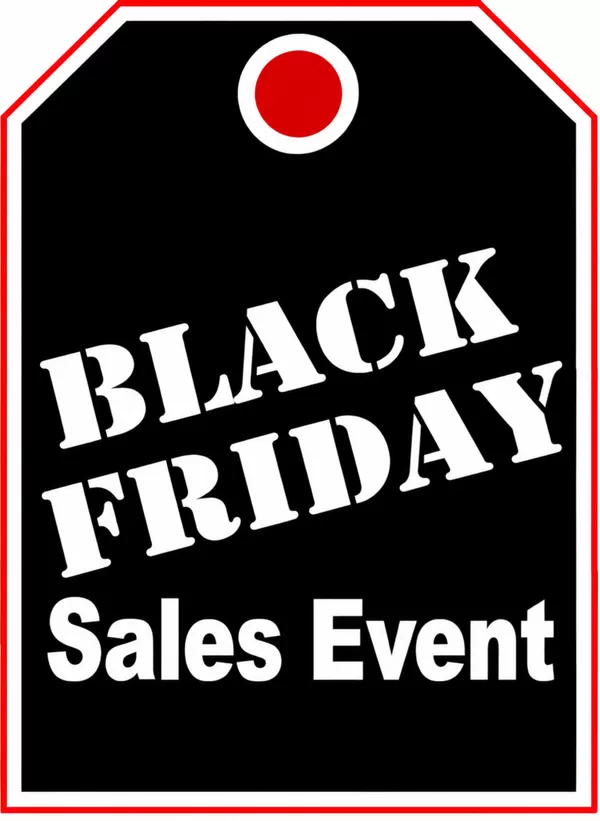 Black Friday Sales Event mirror hang tag shown for item 25277, with white lettering on black