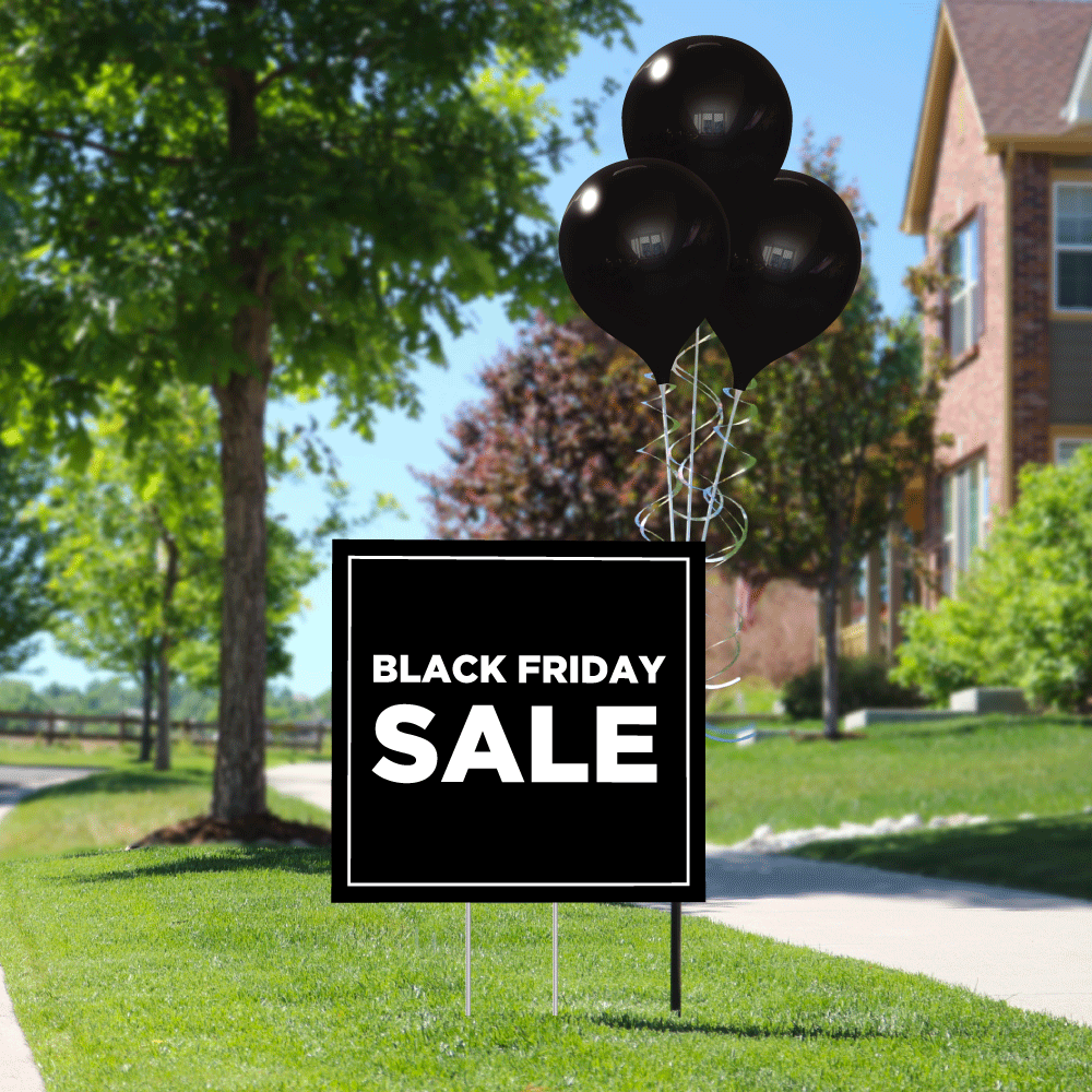PermaShine® Yard Sign Black Friday 3-Balloon Ground Pole Kit