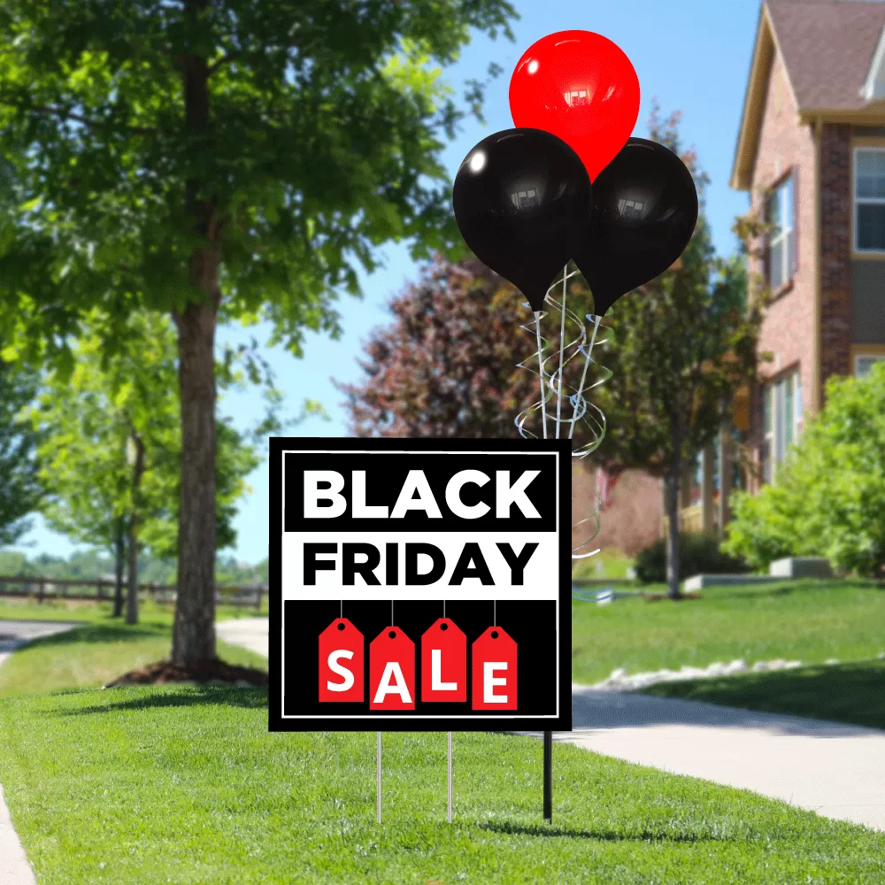 PermaShine® Yard Sign Black FridayHANG TAG 3-Balloon Ground Pole Kit