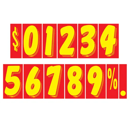 7 1/2 Inch Red & Yellow Adhesive Number.  ez136