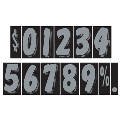 7 1/2 Inch Silver & Black Adhesive Number. Ez206