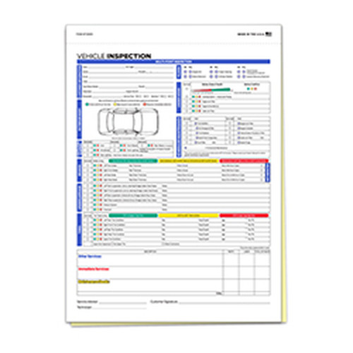 F Series Vehicle Inspection form with vehicle diagram and color-coded inspection checklist