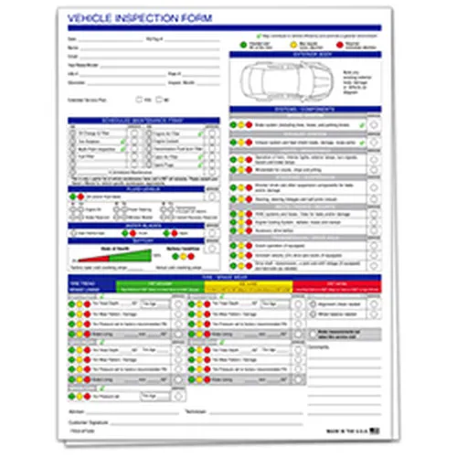 MULTI-POINT VEHICLE INSPECTION REPORT (ECO) - 2 PART - QTY. 250