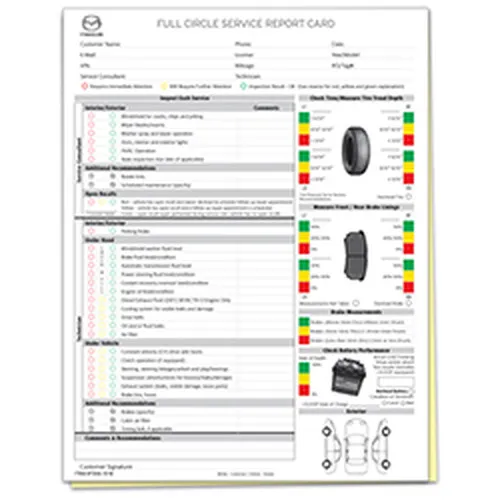 MAZDA MULTI-POINT VEHICLE CHECKUP - 2 PART - QTY. 250