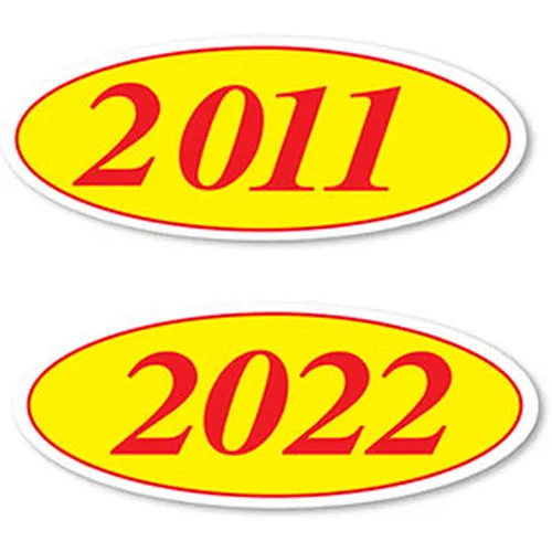 Red And Yellow Oval Year Stickers Ez198r
