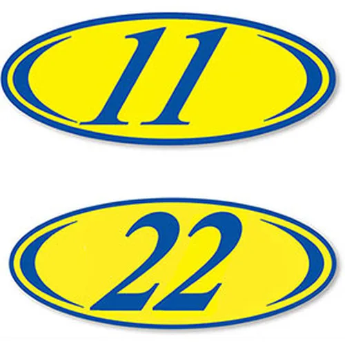 Blue And Yellow Oval Year Stickers Ez225b