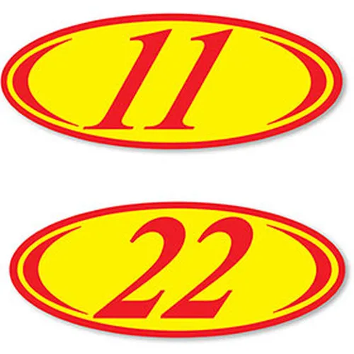 Red And Yellow Oval Year Stickers Ez225r