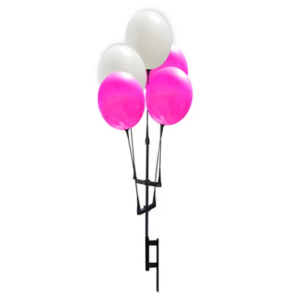 Reusable five-balloon cluster kit with pole and ground spike