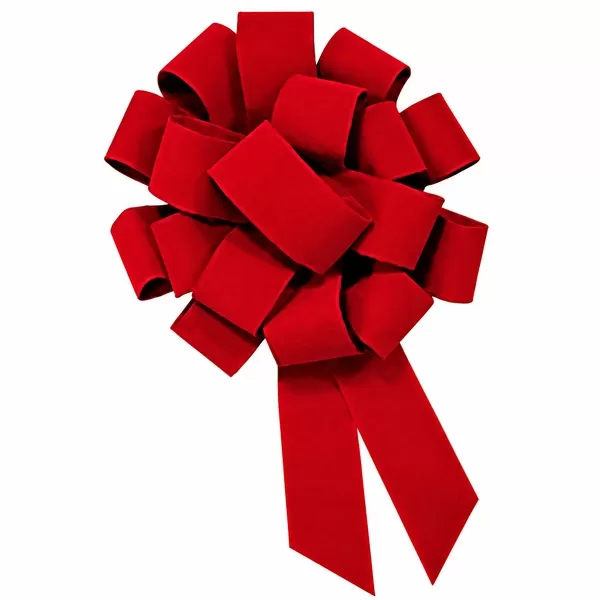 43-inch red velvet car bow with a padded magnetic mount