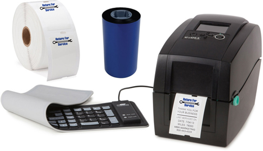 Godex RT200i printer bundle with label roll, ribbon and flexible USB keyboard