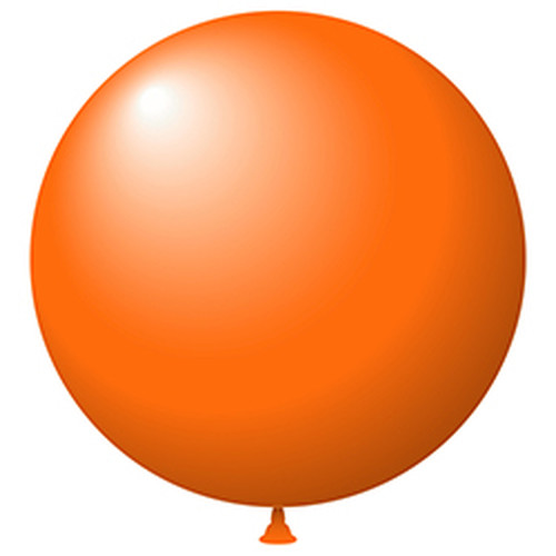 Single orange 17-inch latex balloon with tied neck on a white background
