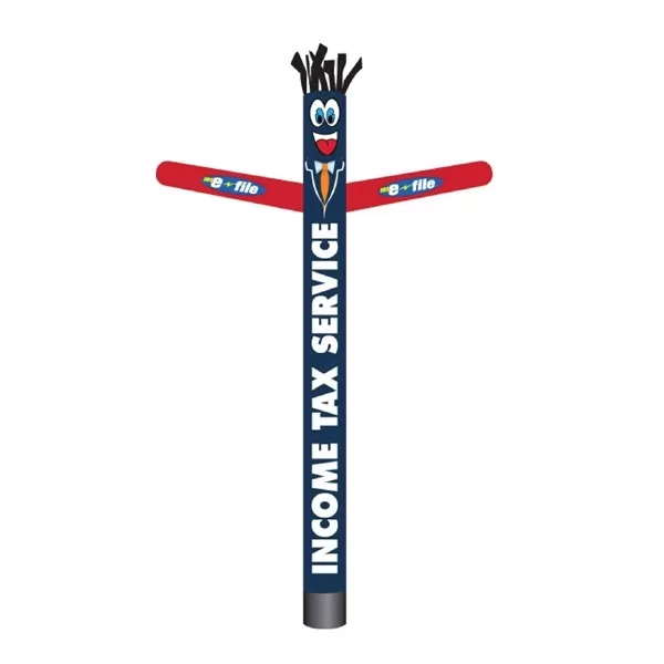 White and blue Income Tax Service inflatable tube man, 20-foot installed height