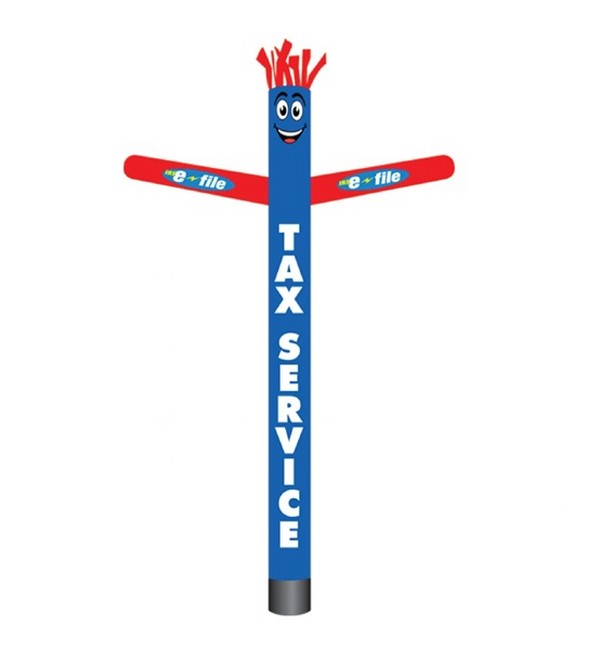Blue and red Income Tax Service E-file inflatable tube man, 20-foot installed height