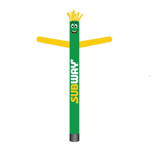 Green and yellow Subway inflatable tube man, 20-foot installed height
