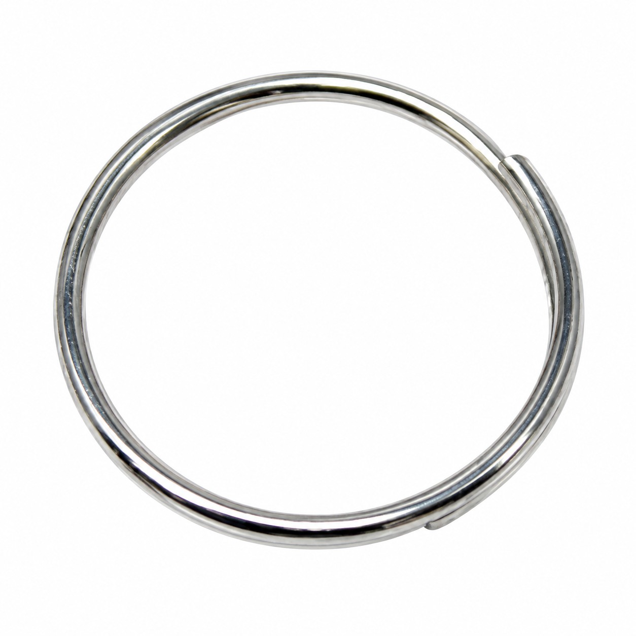 Silver-colored 3/4-inch key rings for attaching keys and identification tags