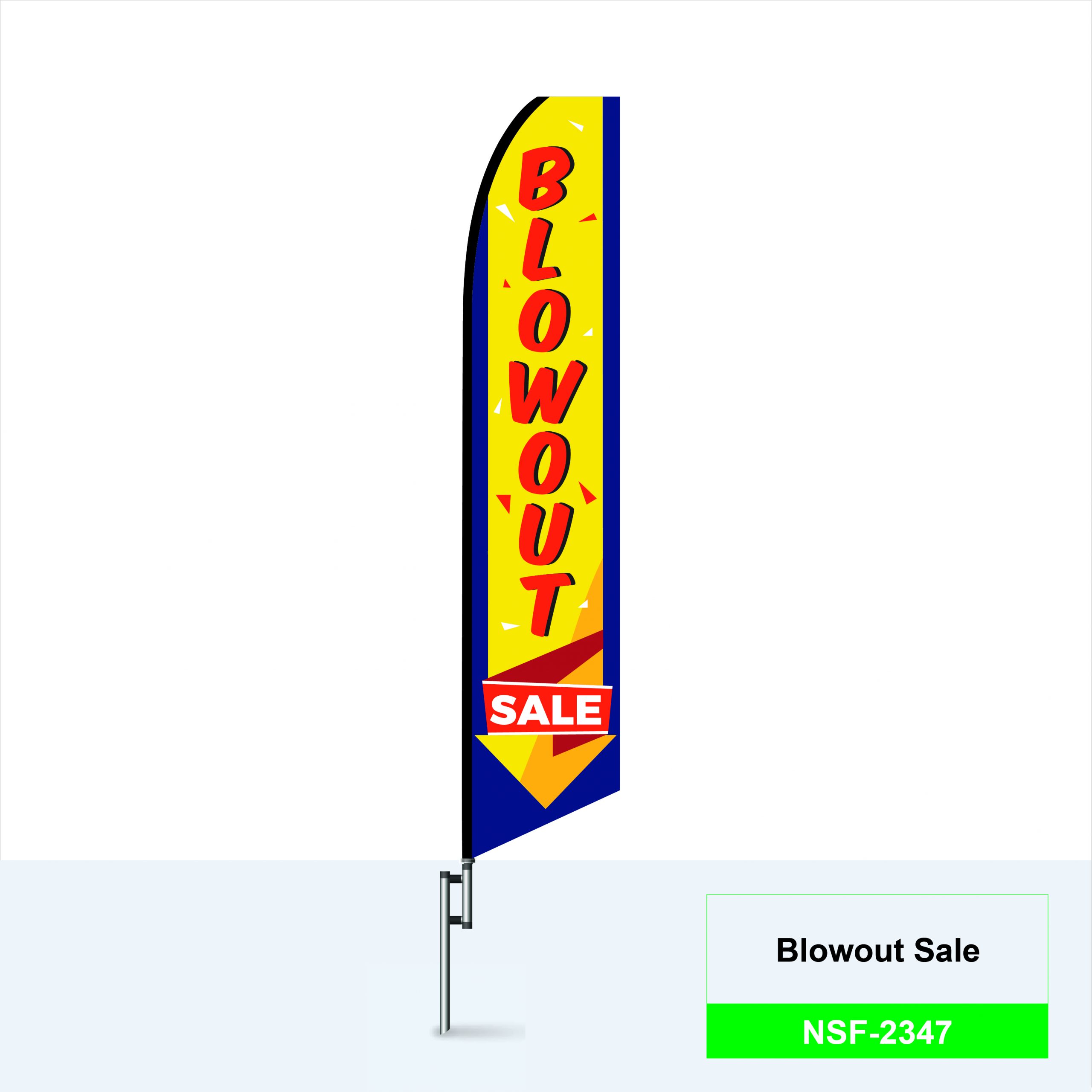 Blowout Sale feather flag in yellow with red lettering, SF2347