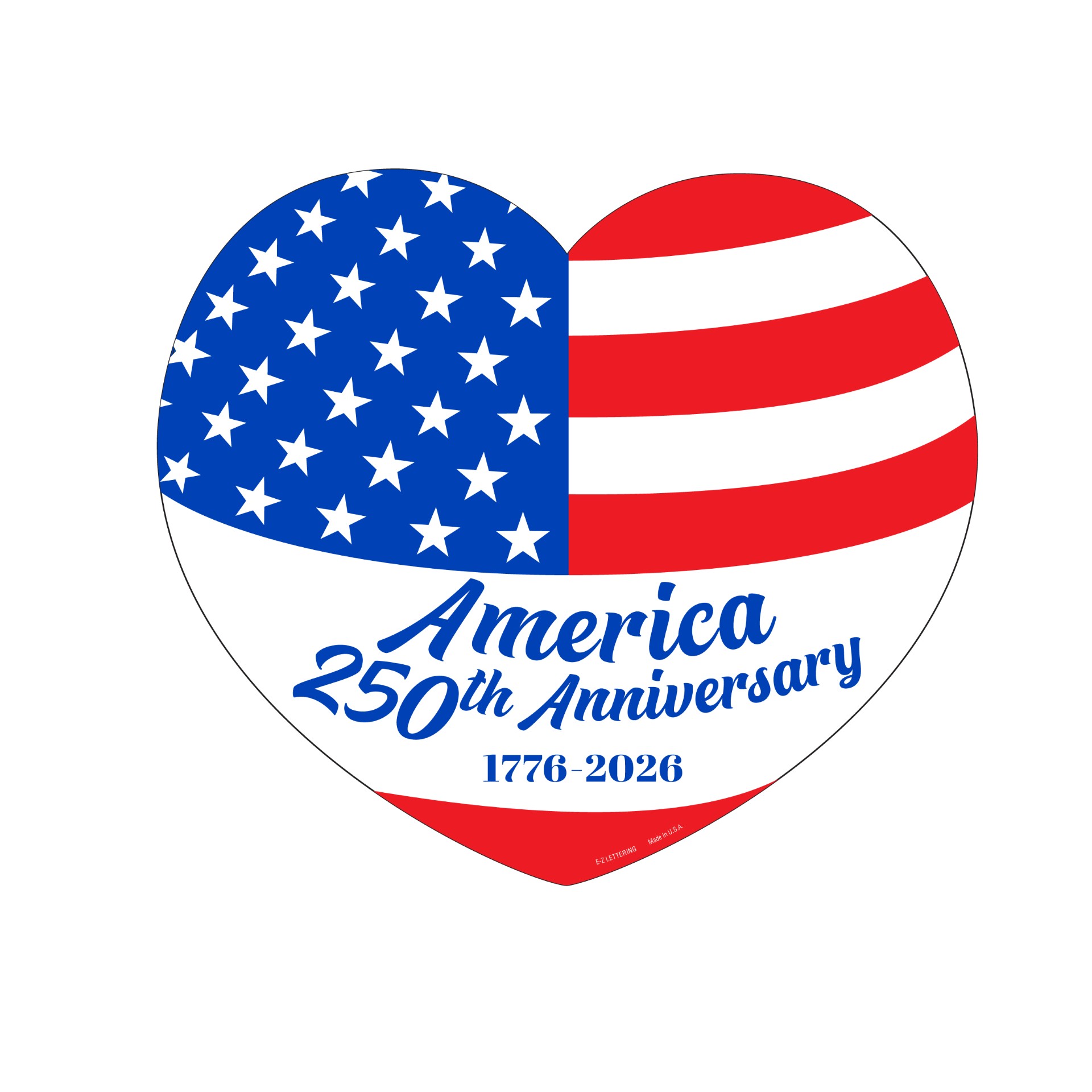 America 250th Anniversary Heart Decals – 7" Patriotic Windshield Stickers (Pack of 20)