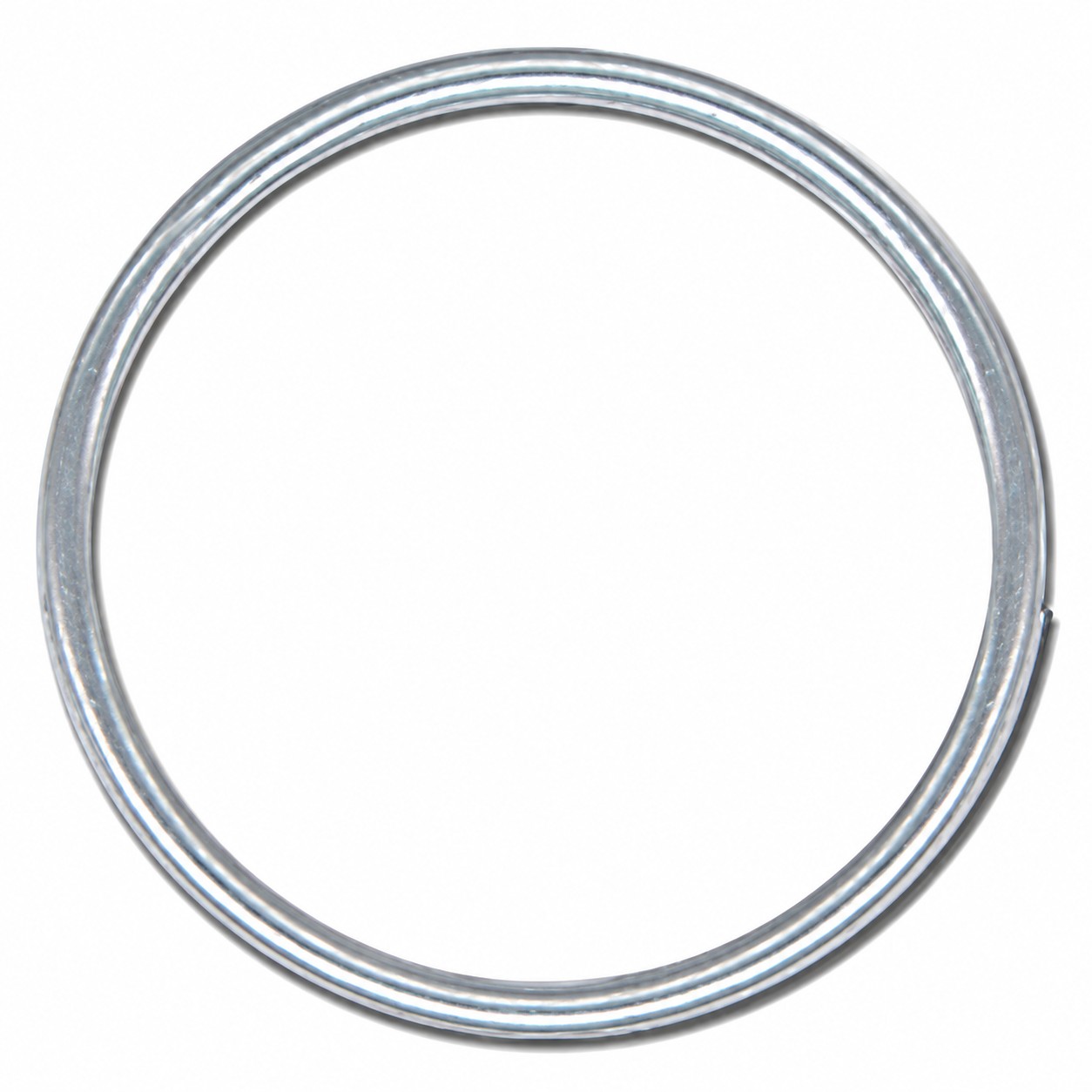 Single silver-colored 1-1/8-inch metal key ring with overlapping wrap-around construction