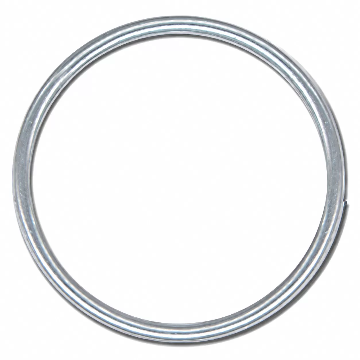 Single silver-colored 1-1/8-inch metal key ring with overlapping wrap-around construction