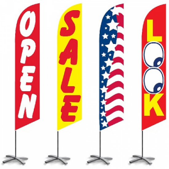 PIZZA BY THE SLICE Swooper Flag Feather Banner Sign 11.5' Tall Flutter Style  rb