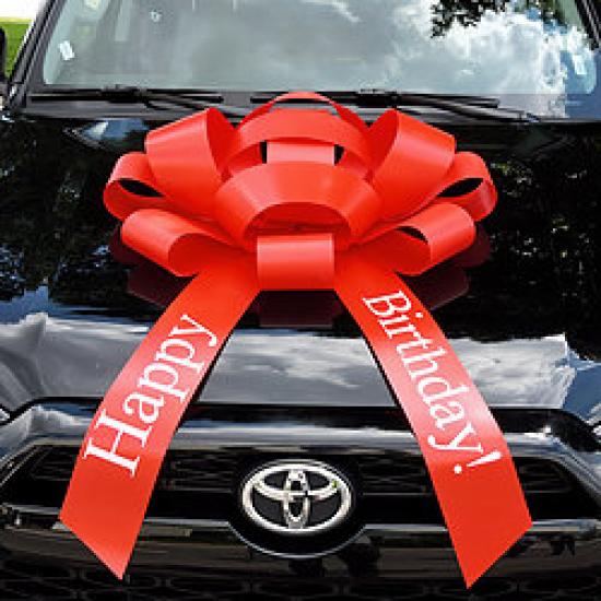 30 Inch Giant Red Happy Birthday Magnetic Car Bow - Jum-bow