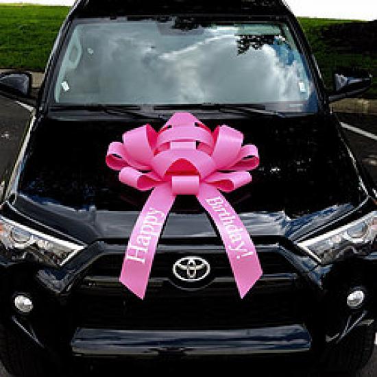30 Inch Giant Pink Happy Birthday Magnetic Car Bow #531 Jum-bow
