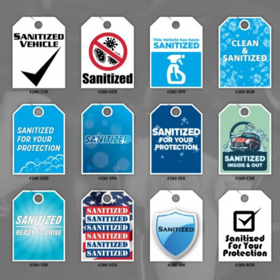 sanitized hang tags